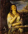 Mary Canvas Paintings - Penitent Mary Magdalen By Titian